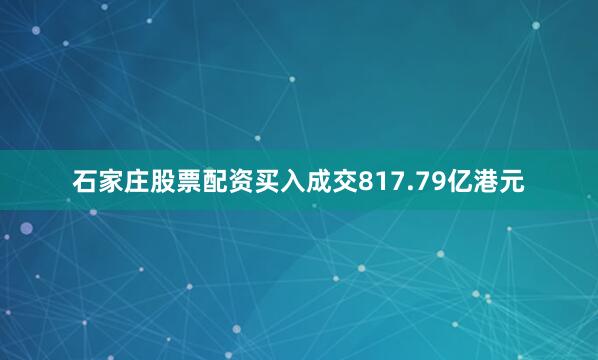石家庄股票配资买入成交817.79亿港元